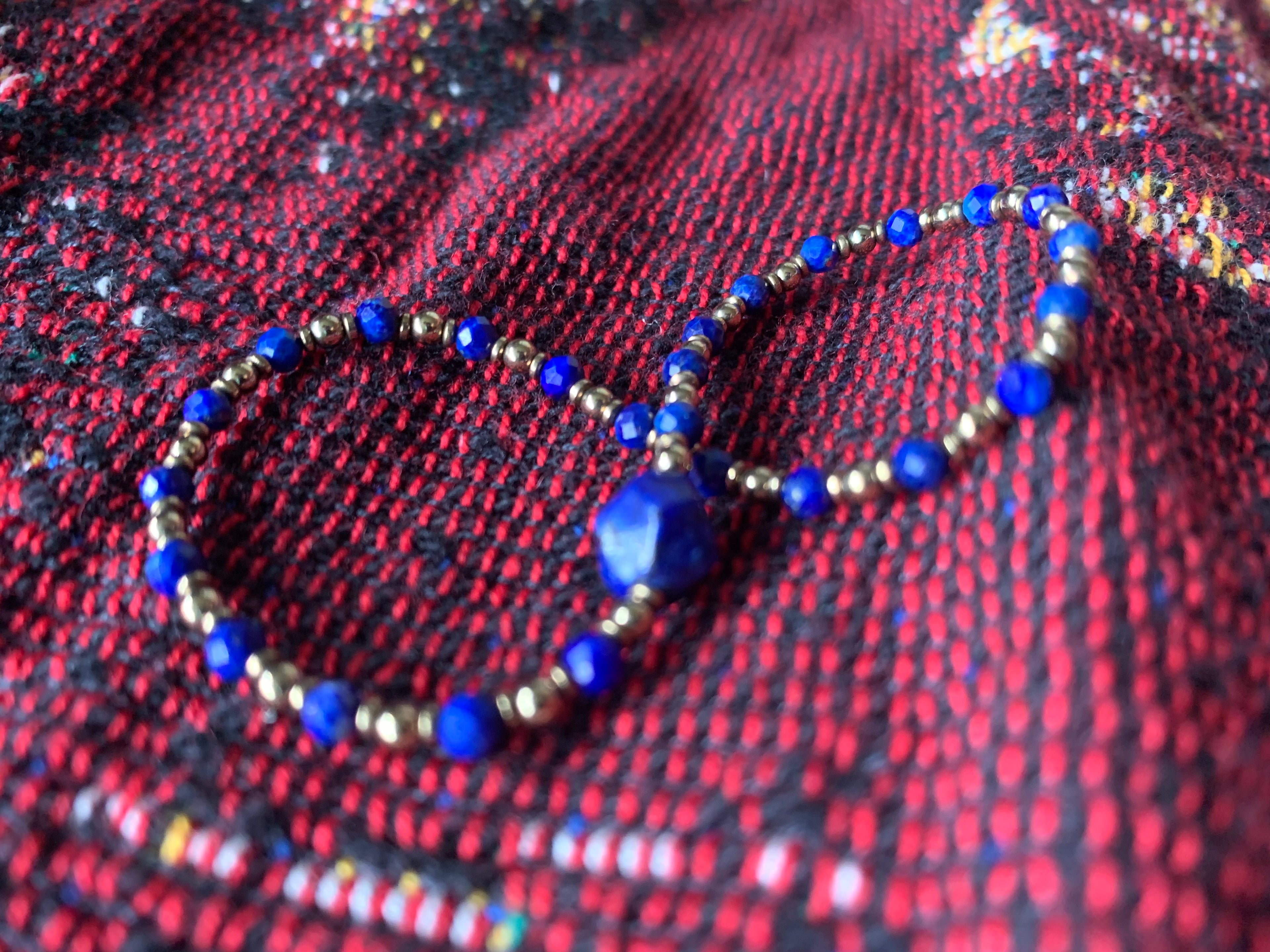 Stretchy Fidget Bracelet - Lapis Lazuli 27 Gem
