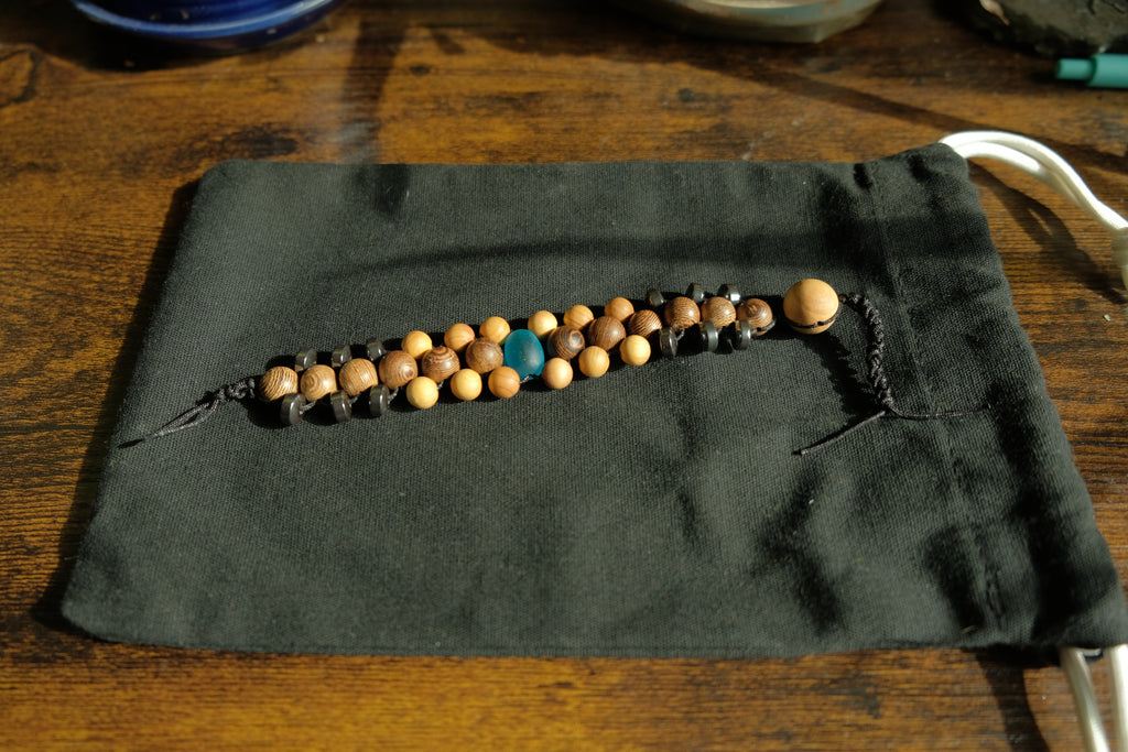 Chetki Fidget Bracelet - Wenge, Hematite, Golden Sandalwood, Glass