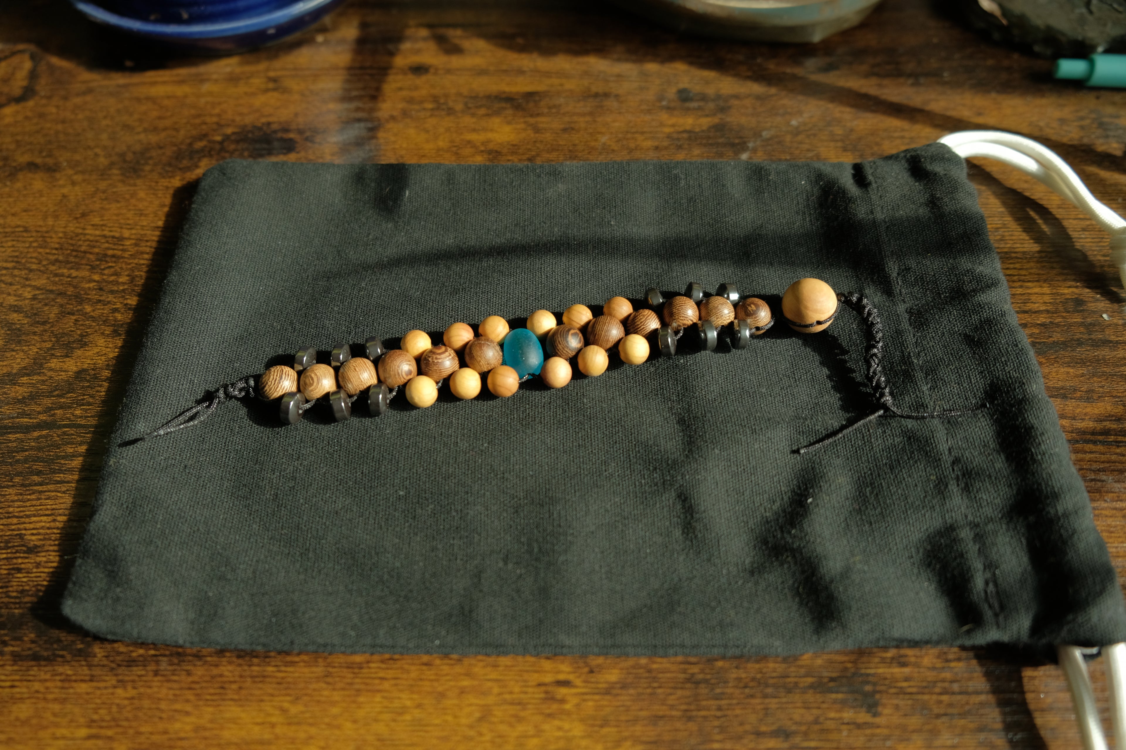 Chetki Fidget Bracelet - Wenge, Hematite, Golden Sandalwood, Glass