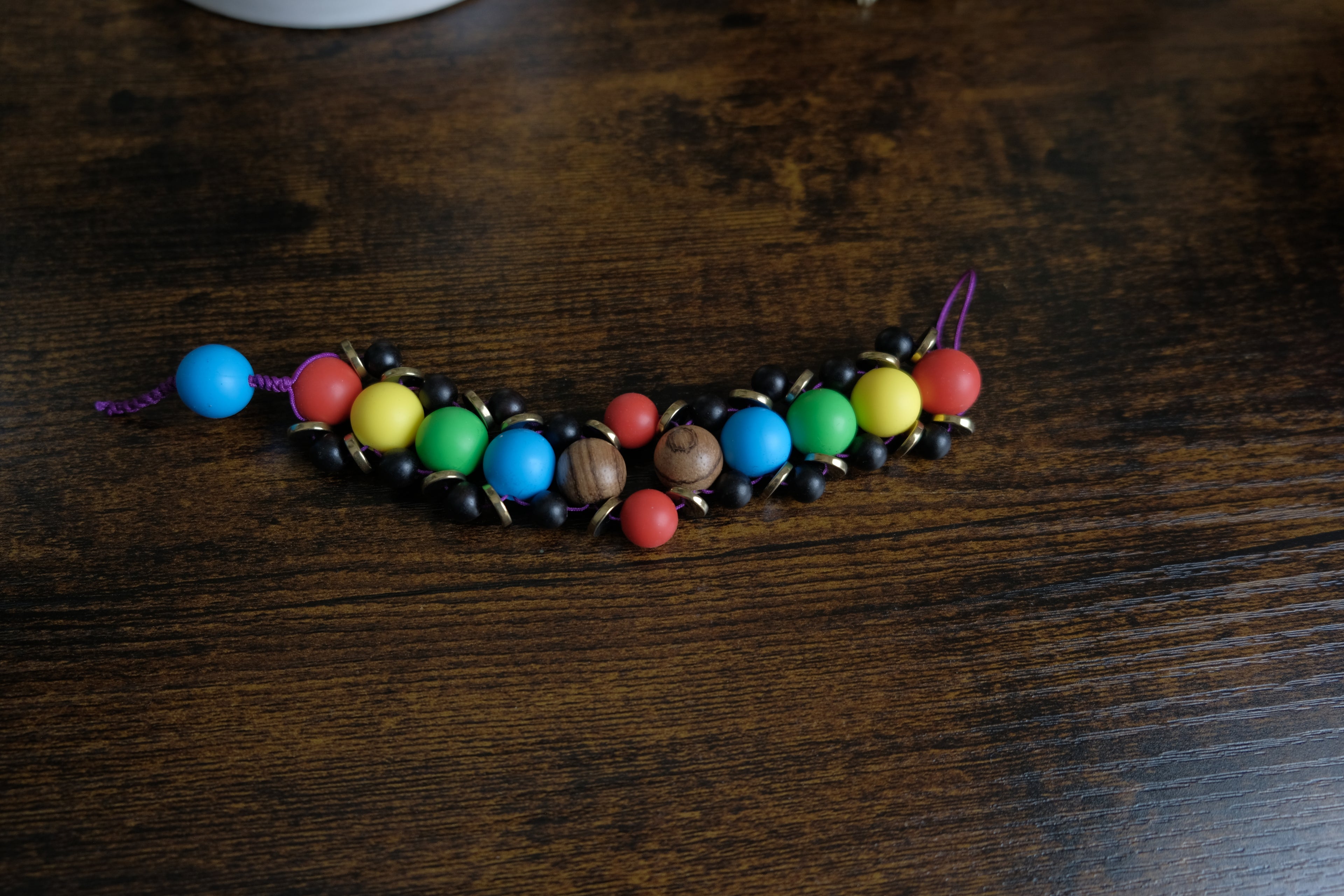 Fizzy Fidget Bracelet - Ebony, Silicone, Hematite, Sandalwood