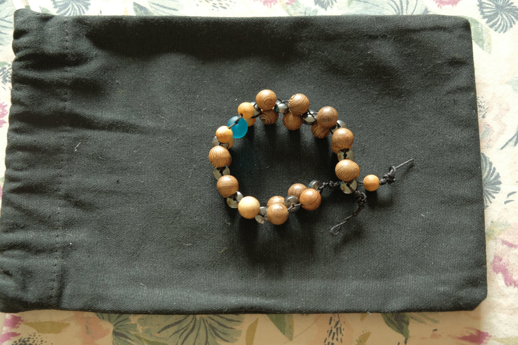 Chetki Fidget Bracelet - Wenge, Hematite, Golden Sandalwood, Glass