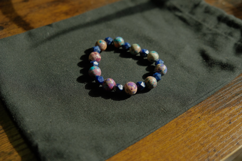 Stretchy Fidget Bracelet - Lapis Lazuli + Sea Sediment Jasper