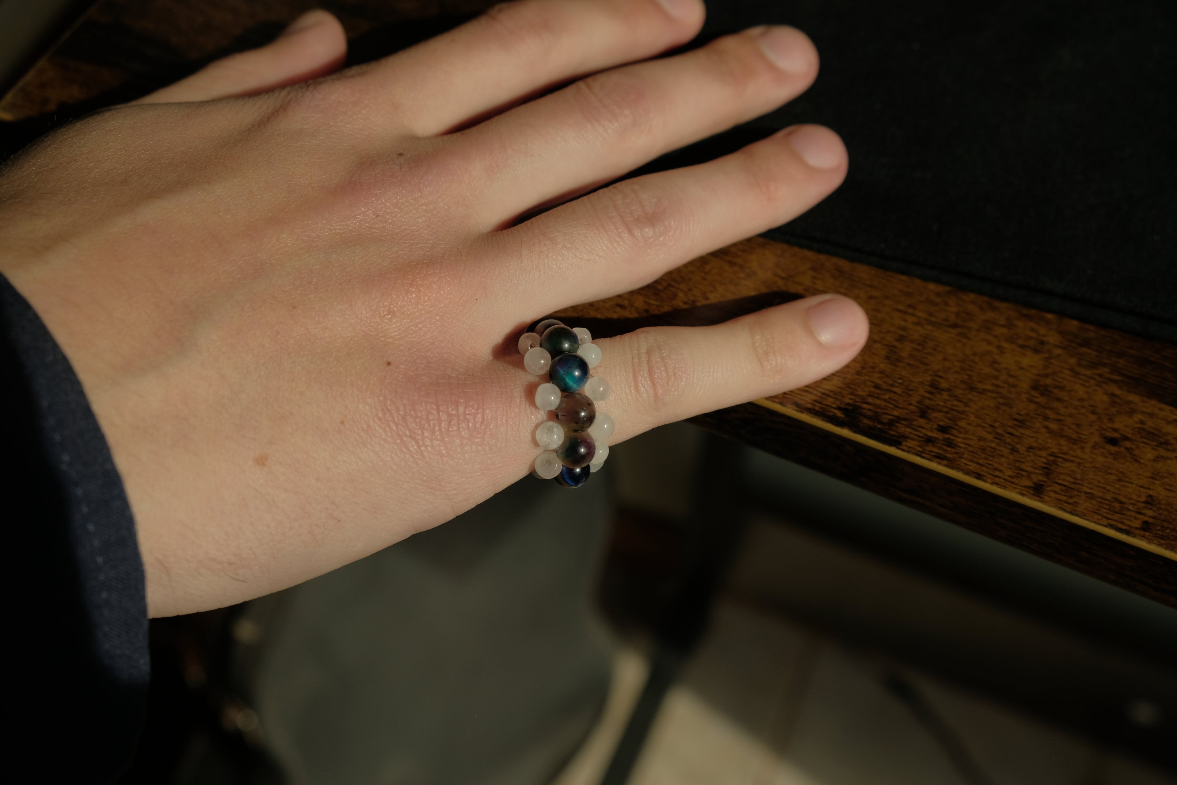 Gemstone Fidget Ring - Tigers Eye + Rose Quartz