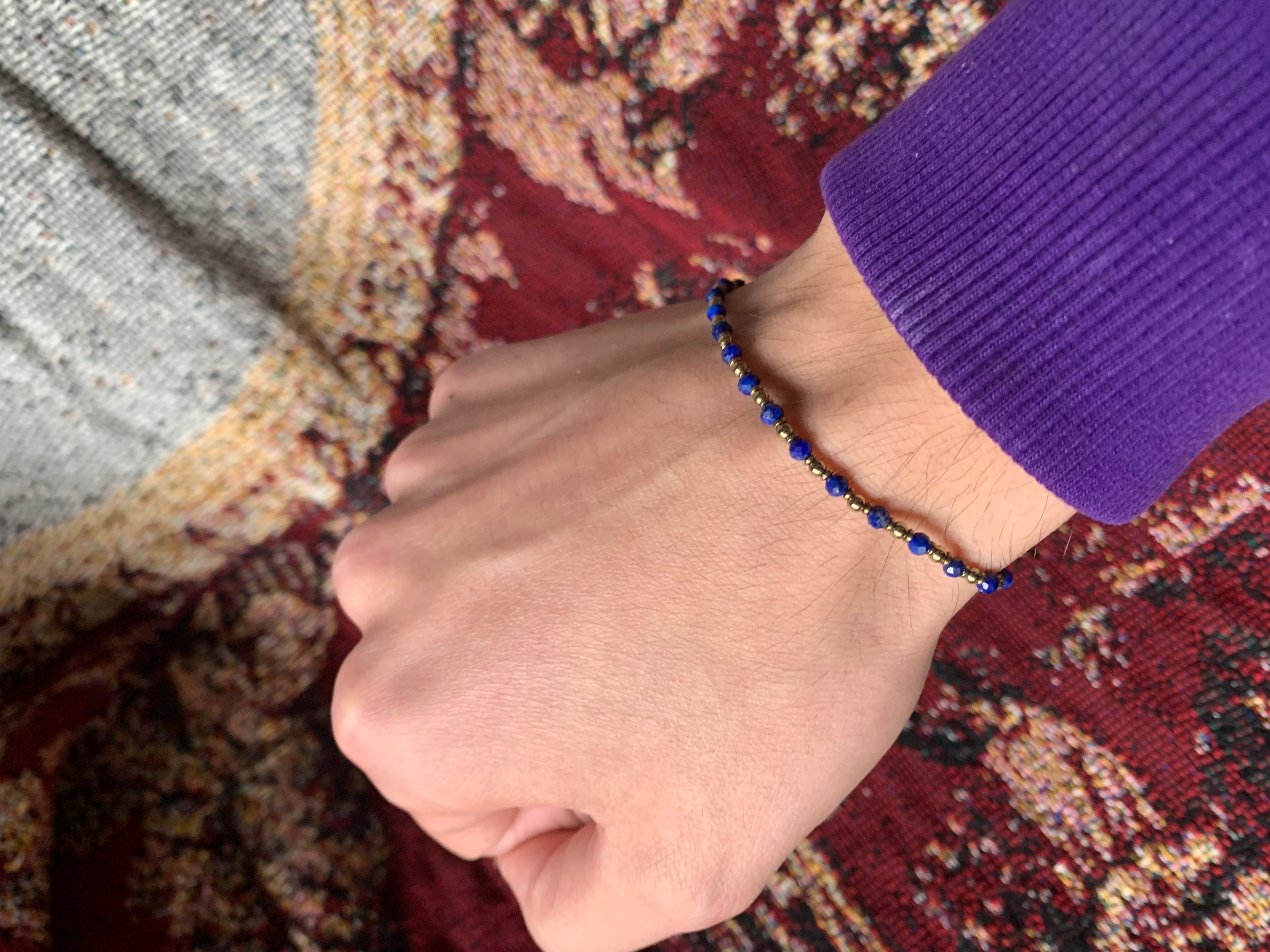 Stretchy Fidget Bracelet - Lapis Lazuli 27 Gem
