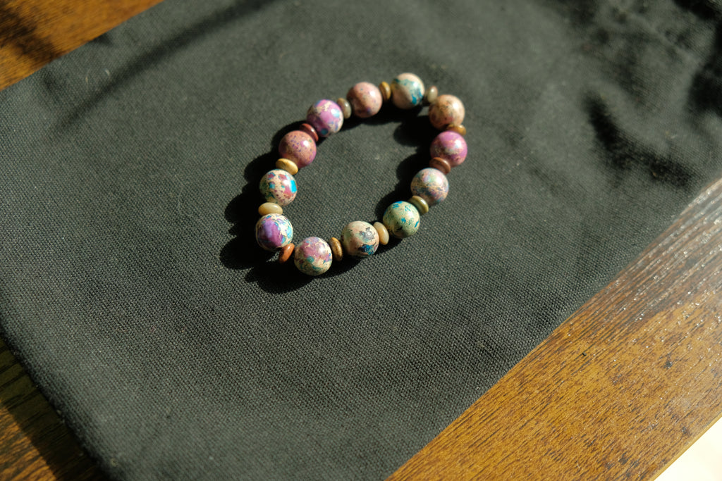 Stretchy Fidget Bracelet - Sea Sediment Jasper + Red Creek Jasper