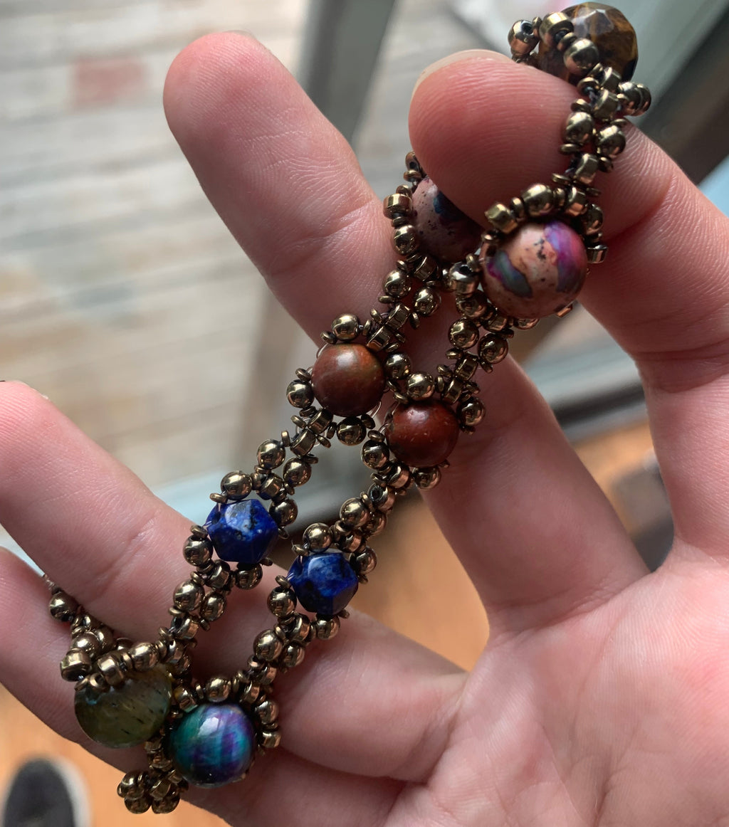 Chetki Prayer Bead Fidget Bracelet - Jasper, Lapis, Tiger’s Eye