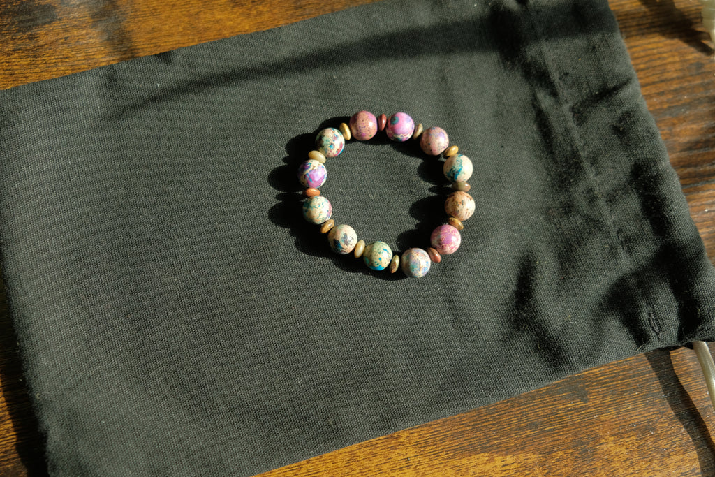 Stretchy Fidget Bracelet - Sea Sediment Jasper + Red Creek Jasper