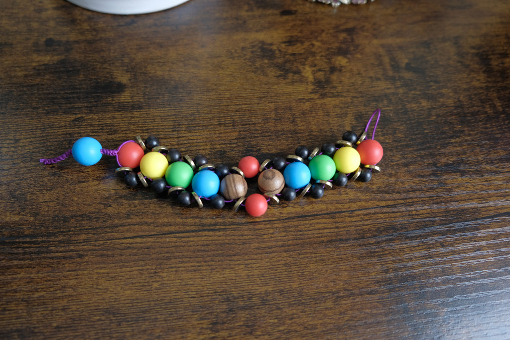 Fizzy Fidget Bracelet - Ebony, Silicone, Hematite, Sandalwood