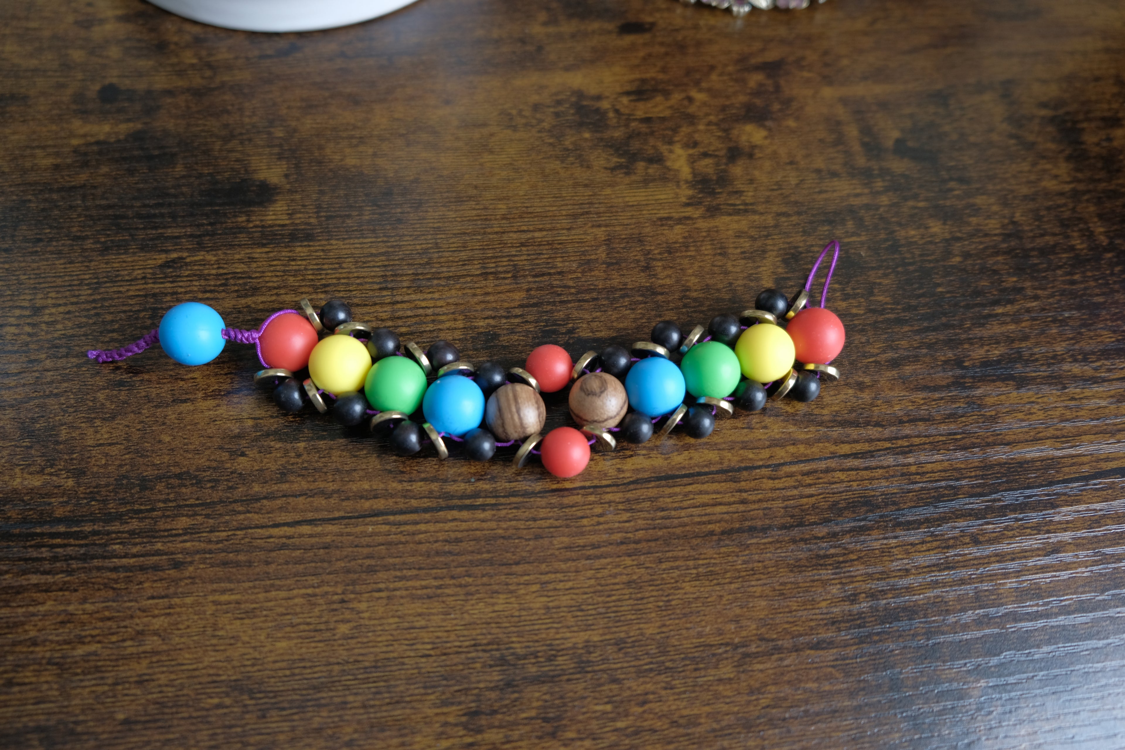Fizzy Fidget Bracelet - Ebony, Silicone, Hematite, Sandalwood
