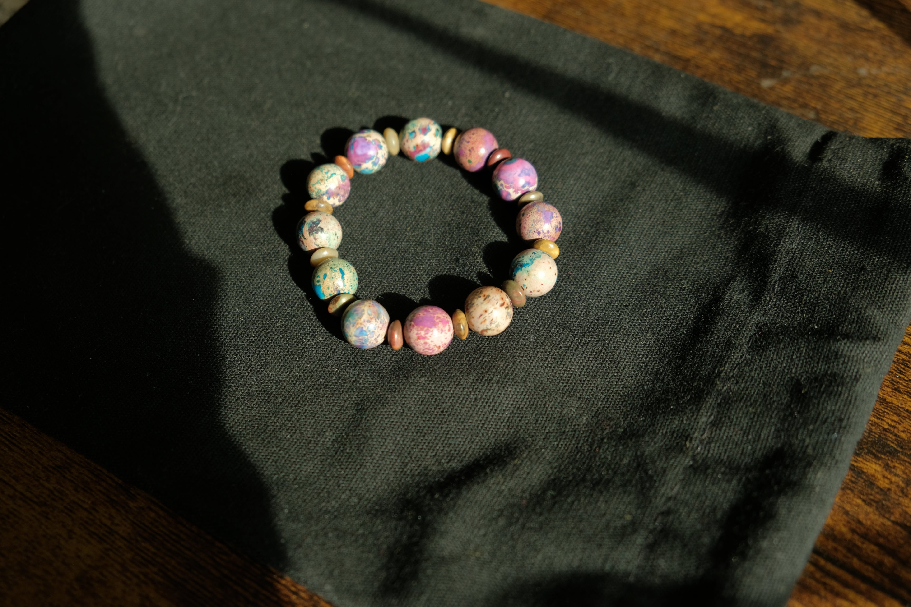 Stretchy Fidget Bracelet - Sea Sediment Jasper + Red Creek Jasper