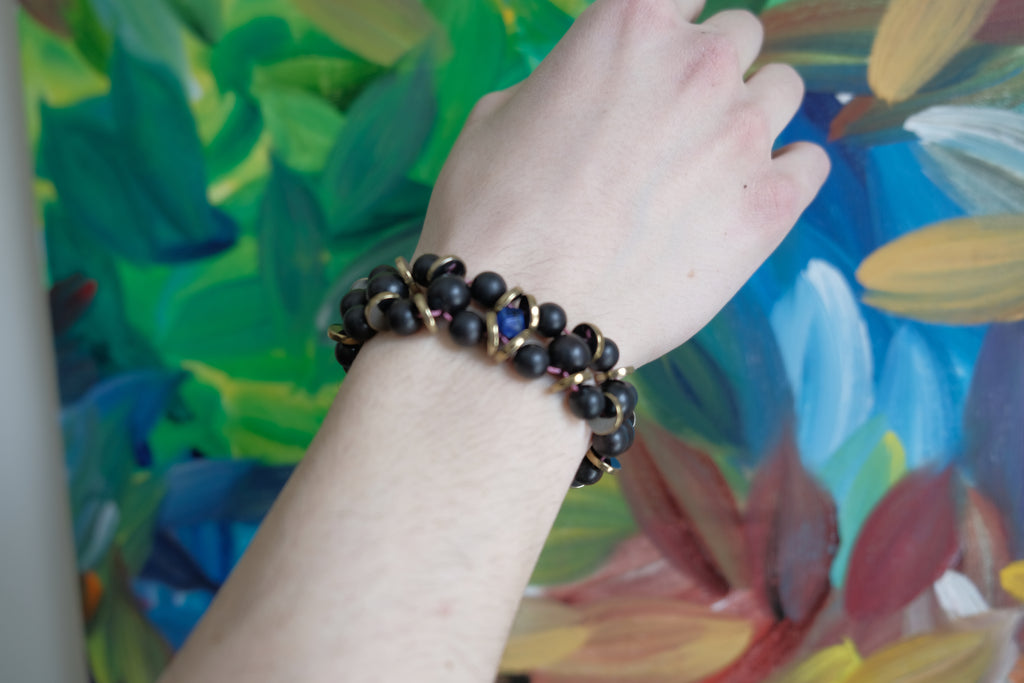 Fizzy Fidget Chetki Bracelet- Ebony, Hematite, Lapis Lazuli