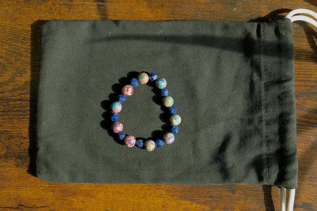 Stretchy Fidget Bracelet - Lapis Lazuli + Sea Sediment Jasper