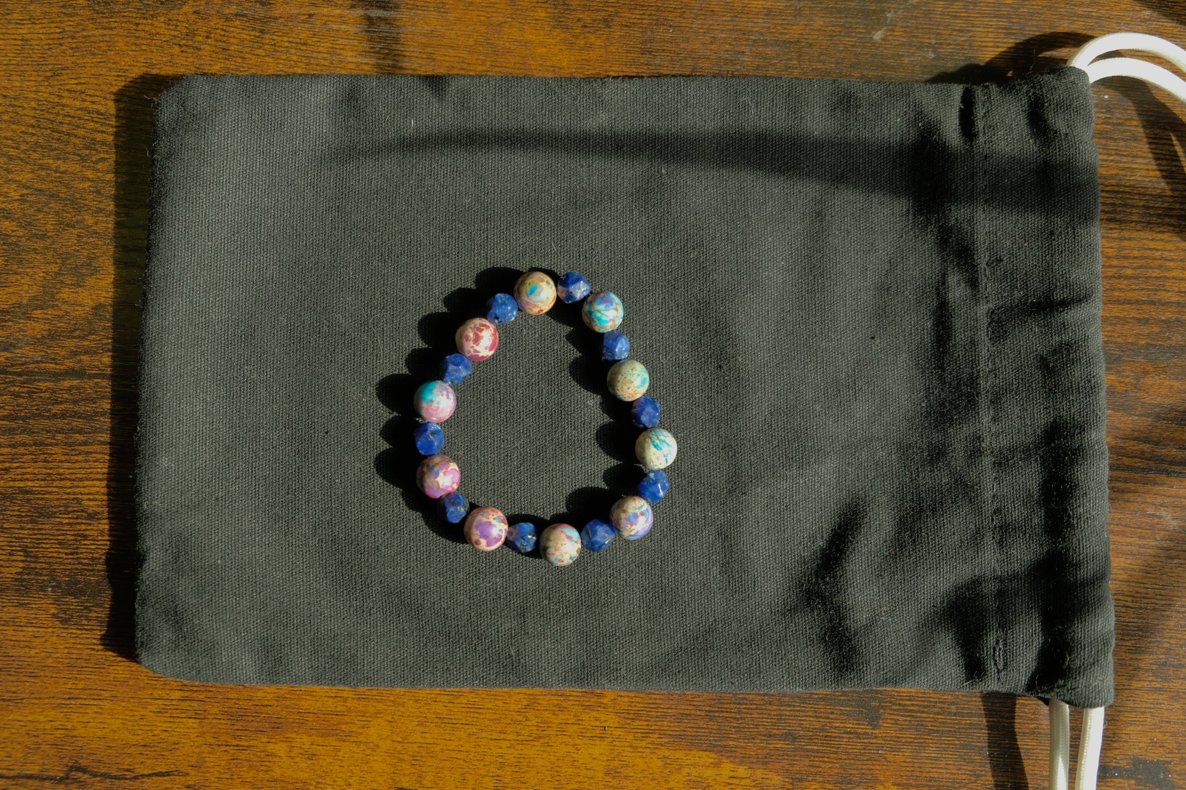 Stretchy Fidget Bracelet - Lapis Lazuli + Sea Sediment Jasper